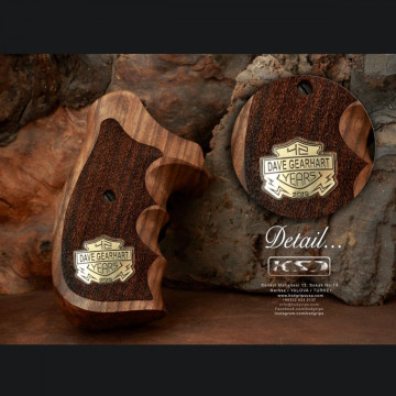 Smith Wesson N Frame Round Butt Wooden (Turkish Walnut) Brass Logo Handgun Grip