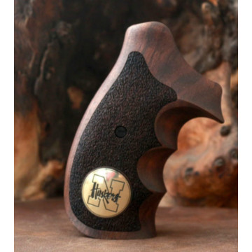 Smith Wesson N Frame Round Butt Wooden (Turkish Walnut) Brass Logo Handgun Grip